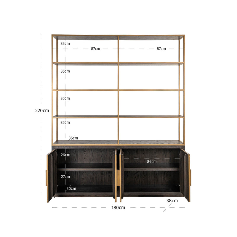 Vitrine Carter Large Eiche-braun, 4 offene Fächer, 220 cm
