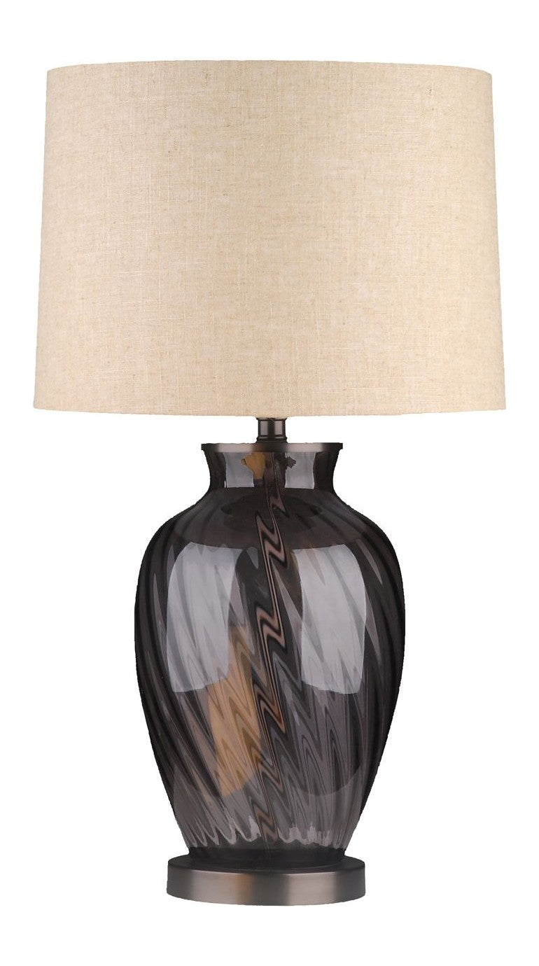 Richmond Tischlampe Rowan Smoke – Glas & Leinen, E27, 65 cm
