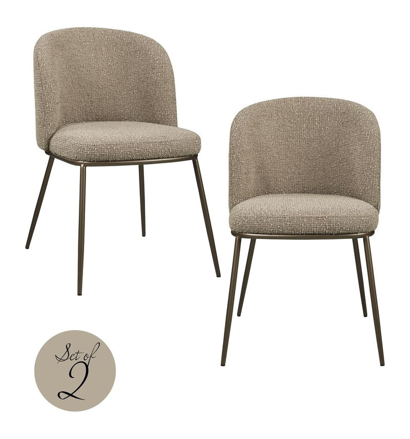 Esszimmerstuhl Elvi Mocca im 2er-Set – Chunky-Bezug, Metallgestell