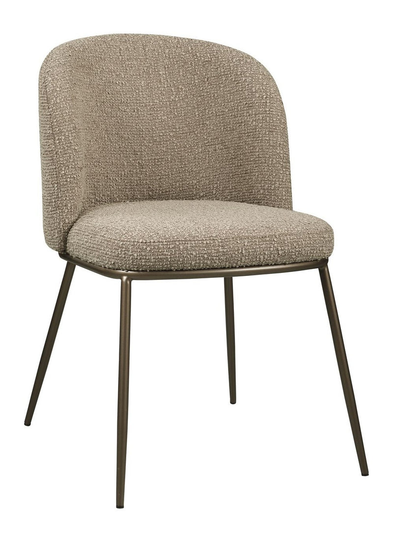 Esszimmerstuhl Elvi Mocca im 2er-Set – Chunky-Bezug, Metallgestell