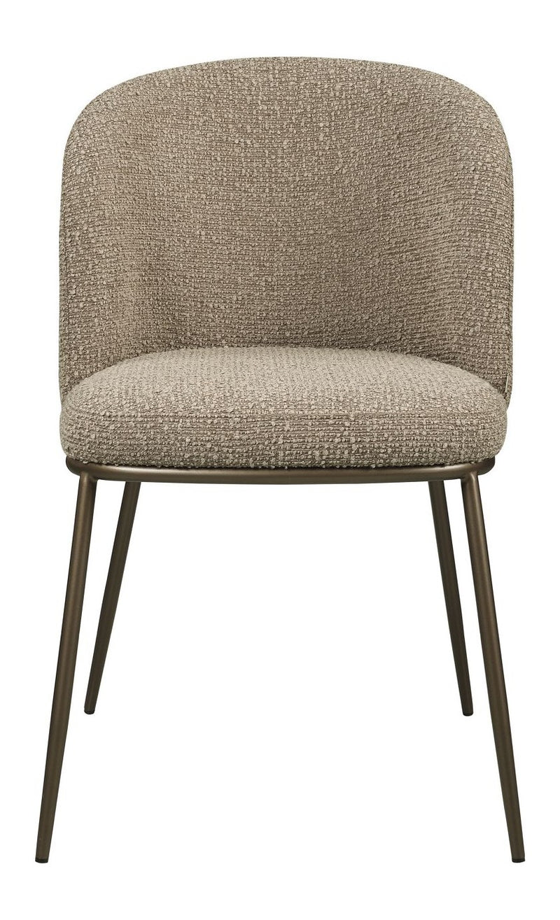 Esszimmerstuhl Elvi Mocca im 2er-Set – Chunky-Bezug, Metallgestell