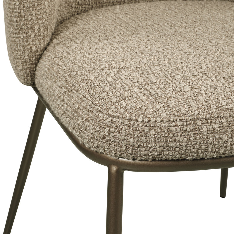 Esszimmerstuhl Elvi Mocca im 2er-Set – Chunky-Bezug, Metallgestell