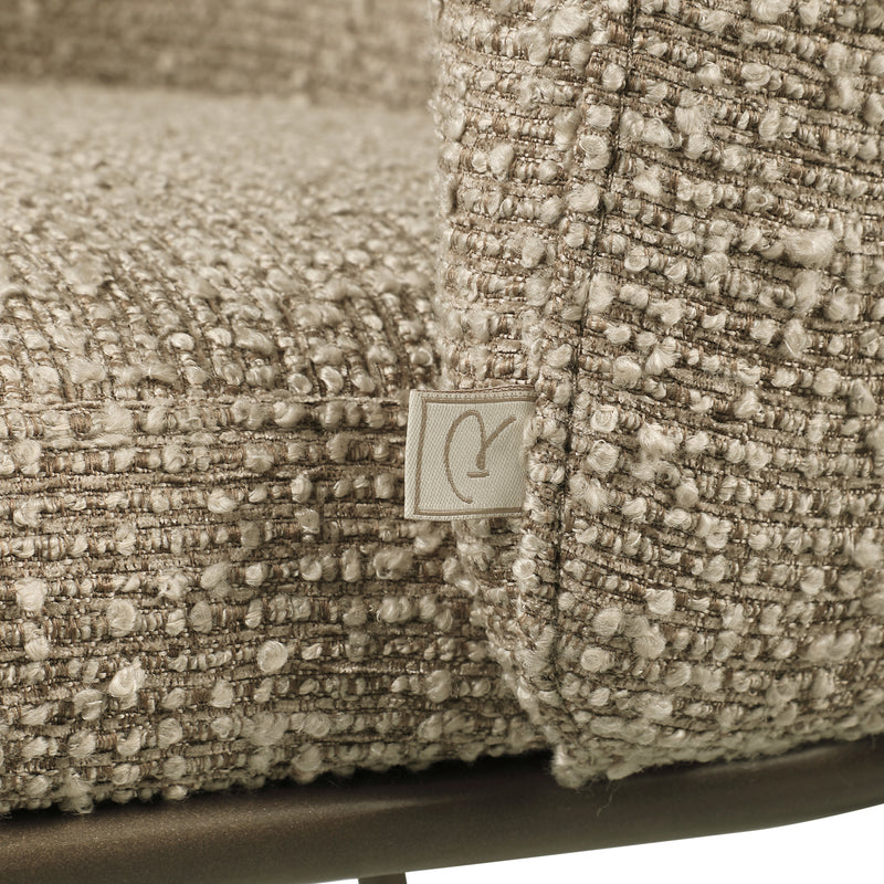 Esszimmerstuhl Elvi Mocca im 2er-Set – Chunky-Bezug, Metallgestell