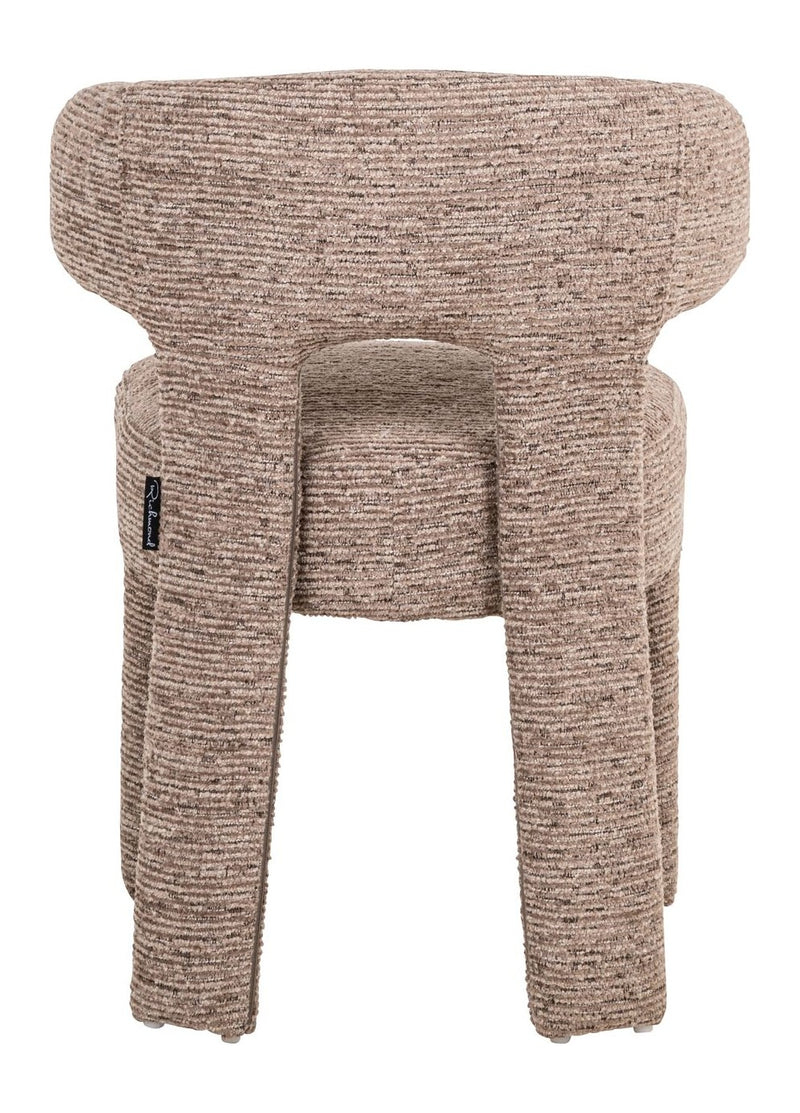 Esszimmerstuhl Nerio Mocca Linear mit skulpturalem Eisengestell
