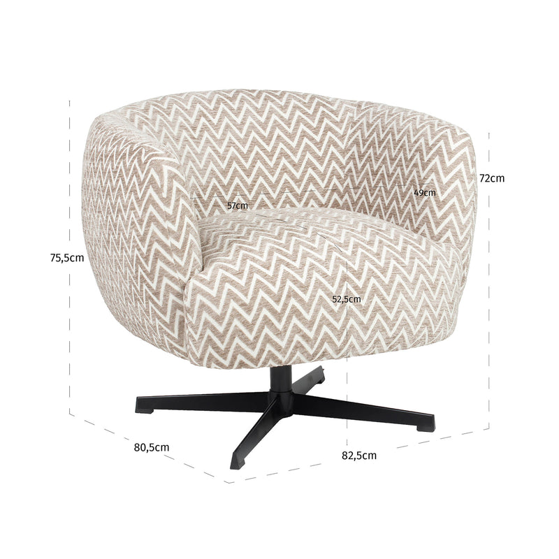 Lounge Stuhl Estelle Sand Chevron mit Drehfunktion - Richmond