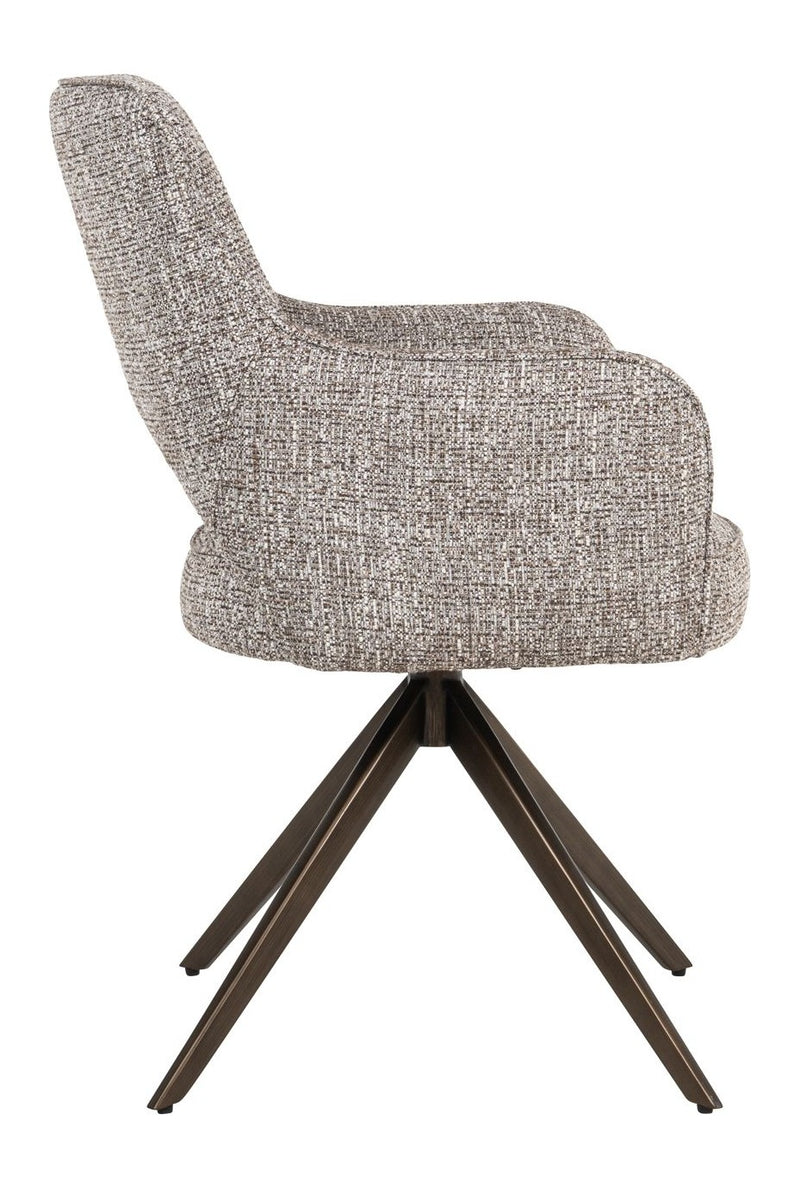 Esszimmerstuhl Ginerva Earth Tweed mit Drehgestell und Armlehnen