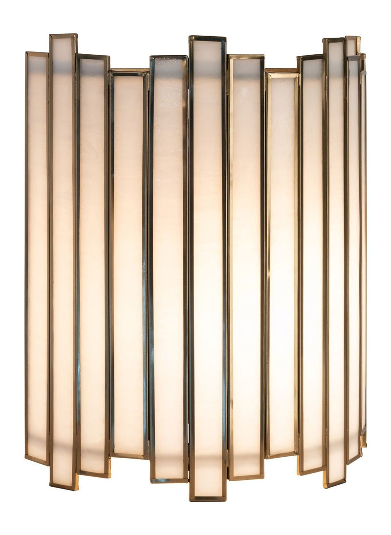 Wandlampe Lima Brass Antique aus Messing & Glas, E27-Fassung