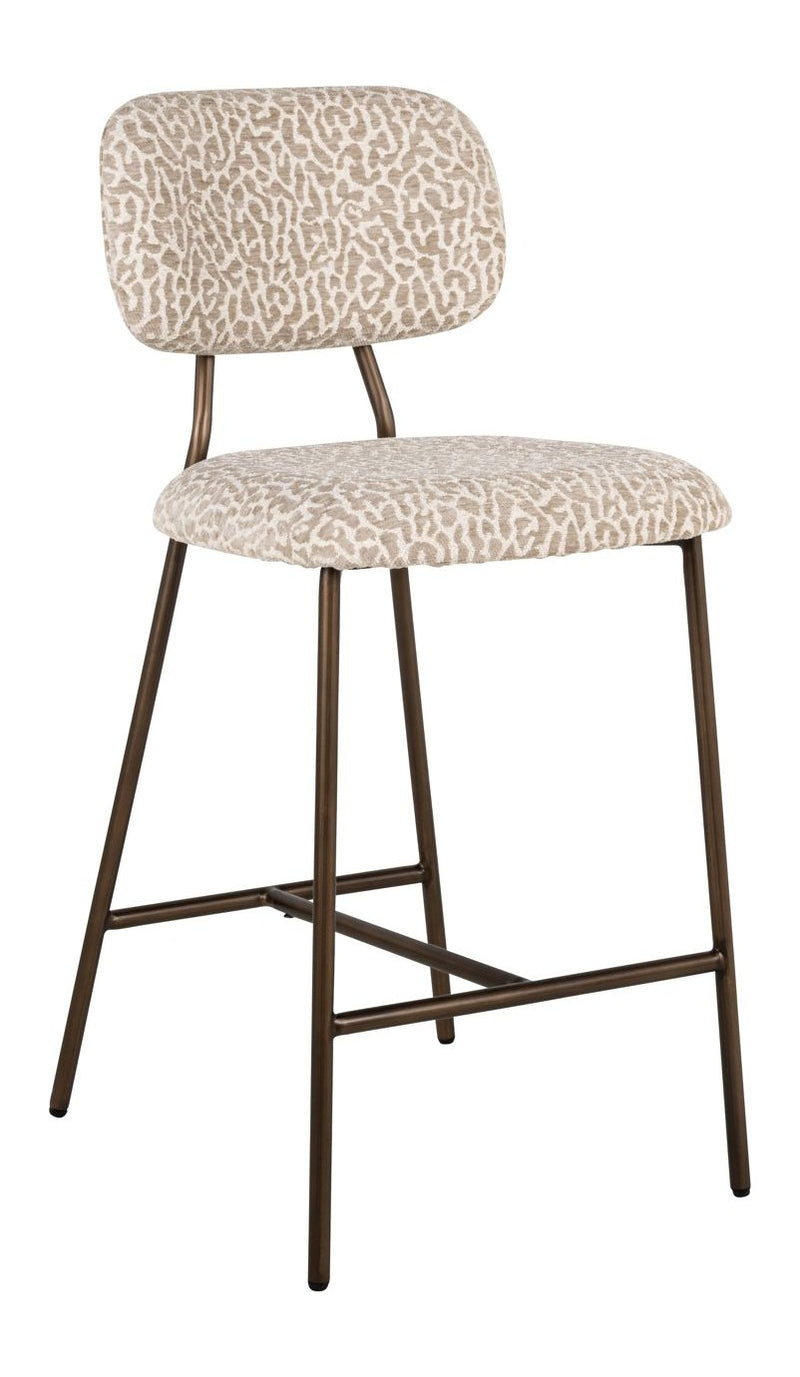 Barhocker Xenia Beige Leopard im 2er-Set mit Metallgestell
