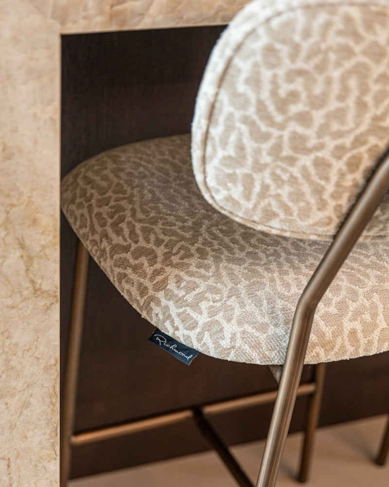 Barhocker Xenia Beige Leopard im 2er-Set mit Metallgestell