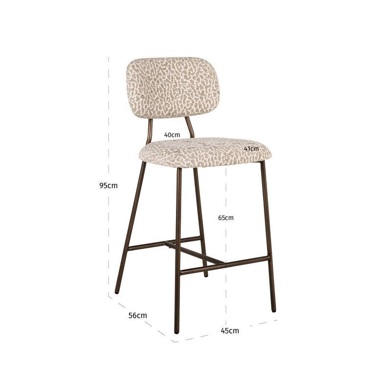 Barhocker Xenia Beige Leopard im 2er-Set mit Metallgestell