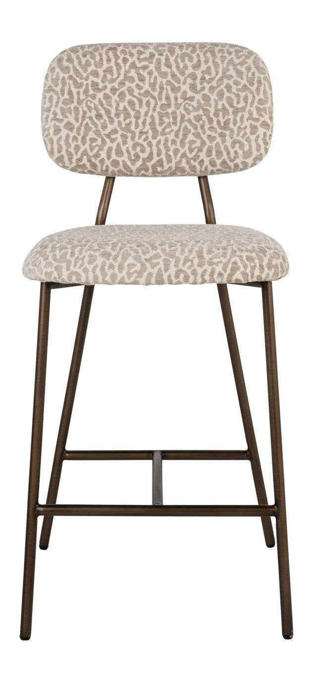 Barhocker Xenia Beige Leopard im 2er-Set mit Metallgestell