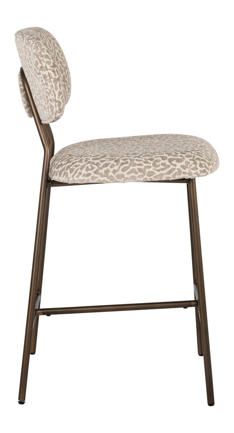 Barhocker Xenia Beige Leopard im 2er-Set mit Metallgestell