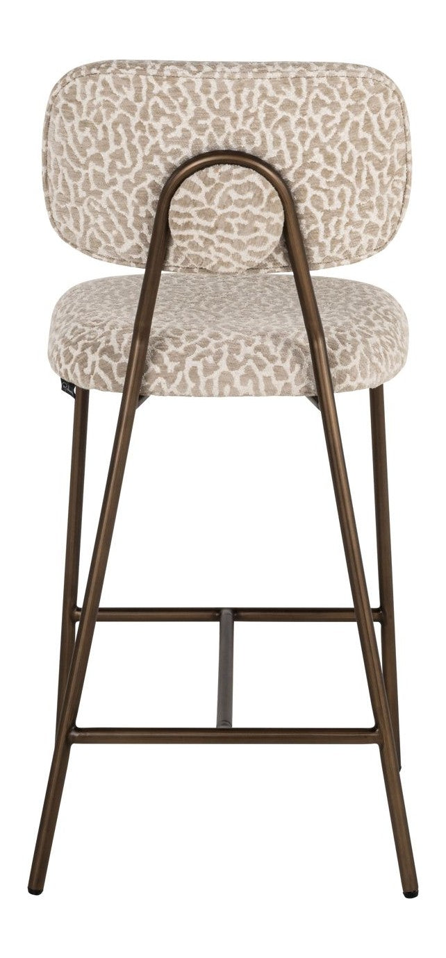 Barhocker Xenia Beige Leopard im 2er-Set mit Metallgestell