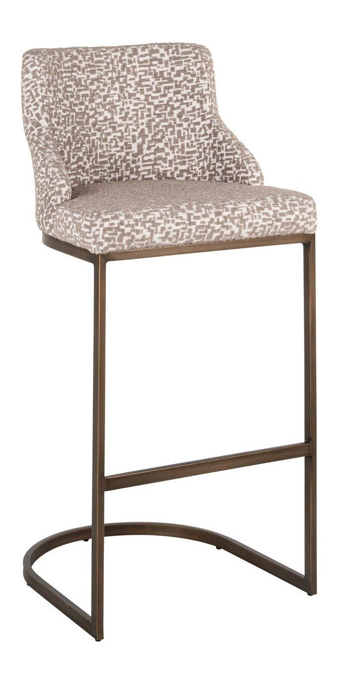 Barhocker Bolton natural geo im 2er-Set, gebogene Rückenlehne