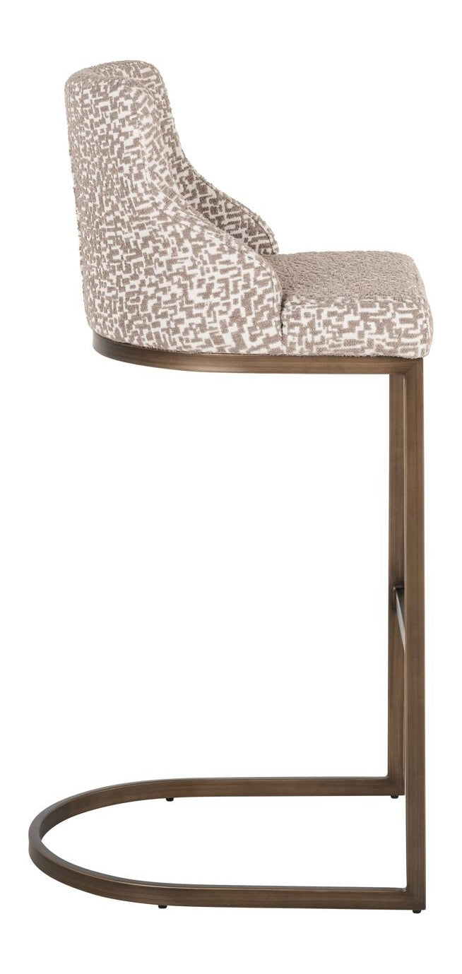Barhocker Bolton natural geo im 2er-Set, gebogene Rückenlehne