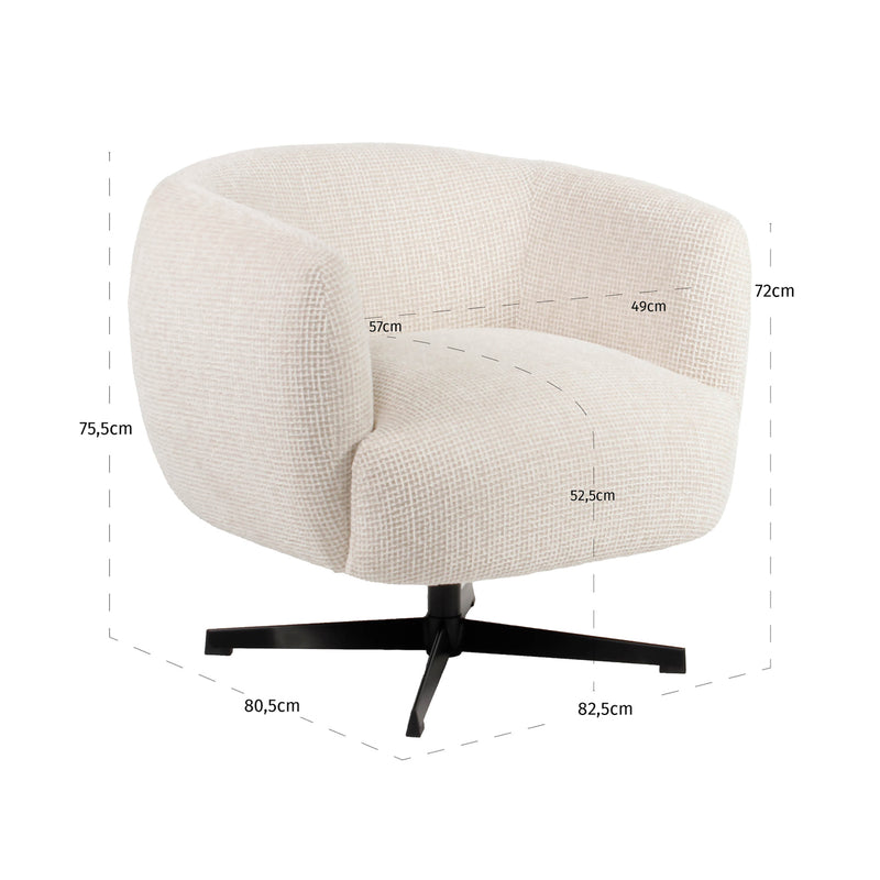 Richmond Lounge Stuhl Estelle Beige Blockweave mit Drehfunktion