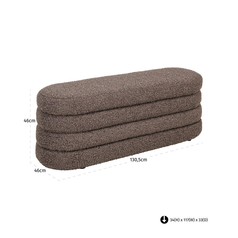Richmond Hocker & Fußbank Camille brown chunky – XXL Pouf 130 cm