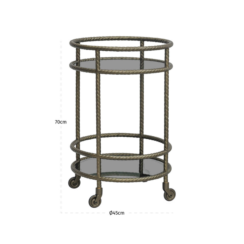 Servierwagen Macallan Brass Antique – Barwagen aus Eisen & Glas