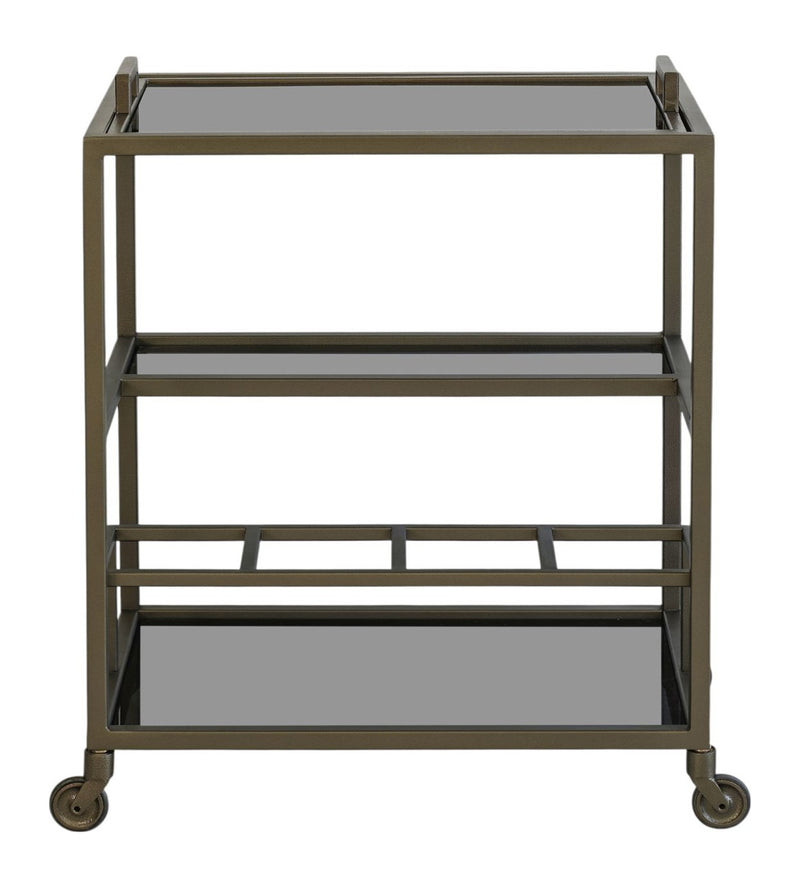 Servierwagen Ruinart Brass Antique - Barwagen aus Eisen und Glas