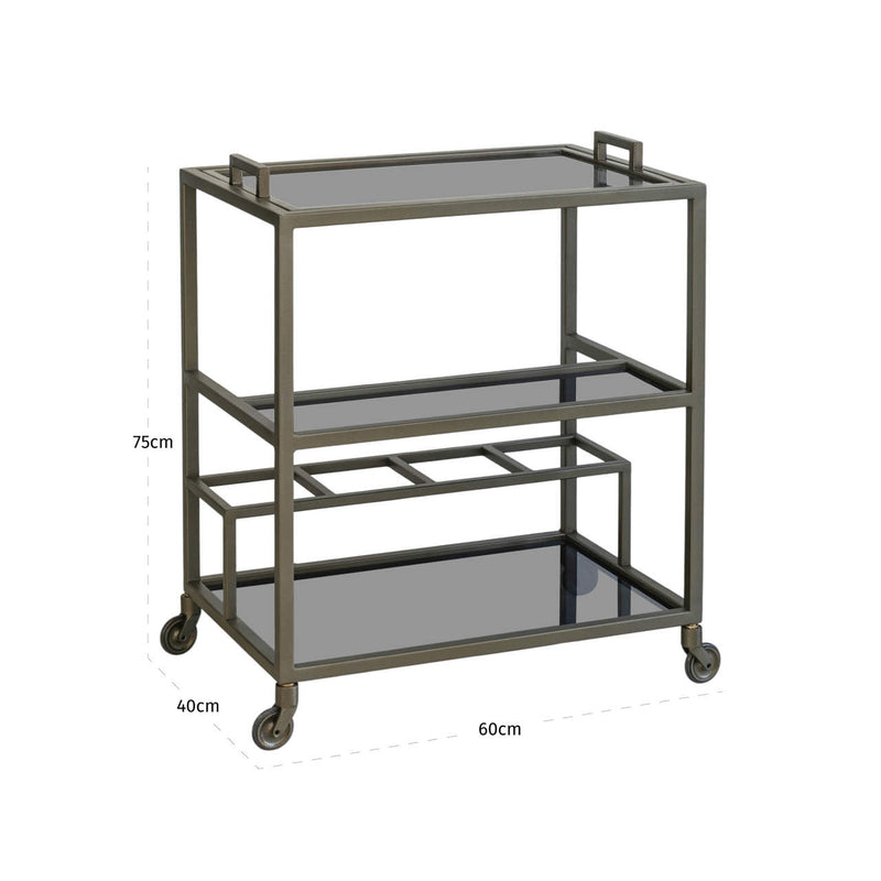 Servierwagen Ruinart Brass Antique - Barwagen aus Eisen und Glas