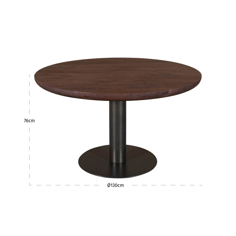 Esstisch Baldwin spicebrown Ø130 cm, Mangoholz & Eisen, Richmond