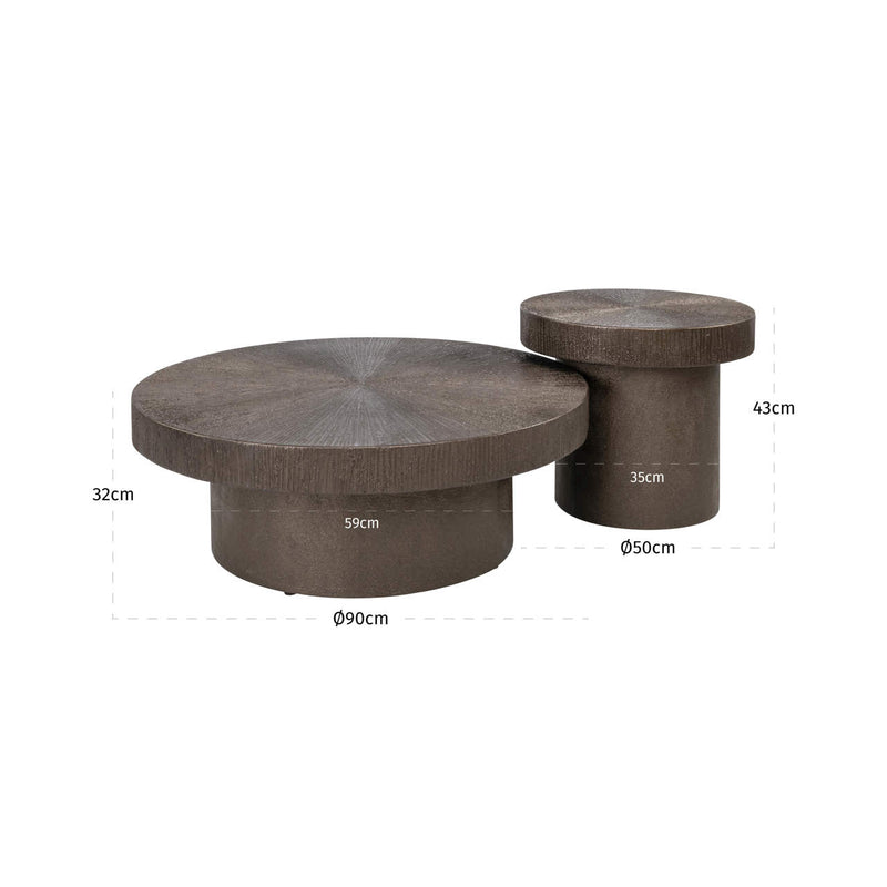 Richmond Couchtisch Lindo Brunzae, 2er-Set aus Metall und MDF