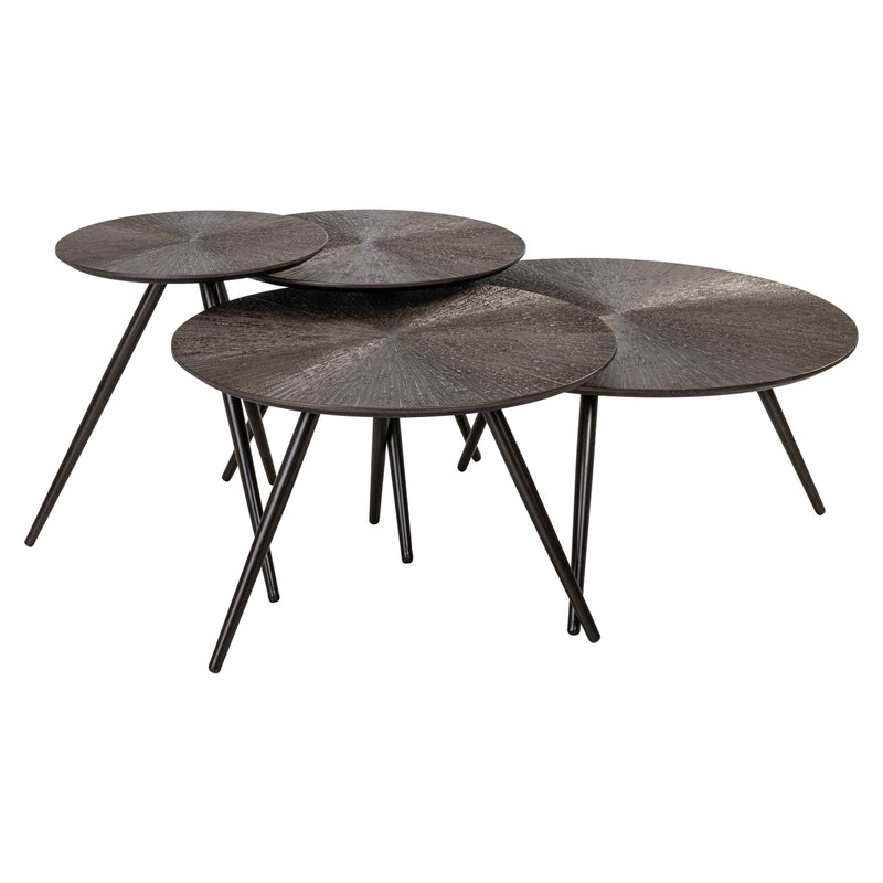 Couchtisch Quadra 4er-Set Brunzae – MDF & Metall, Nesting-Design