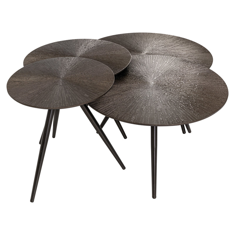 Couchtisch Quadra 4er-Set Brunzae – MDF & Metall, Nesting-Design