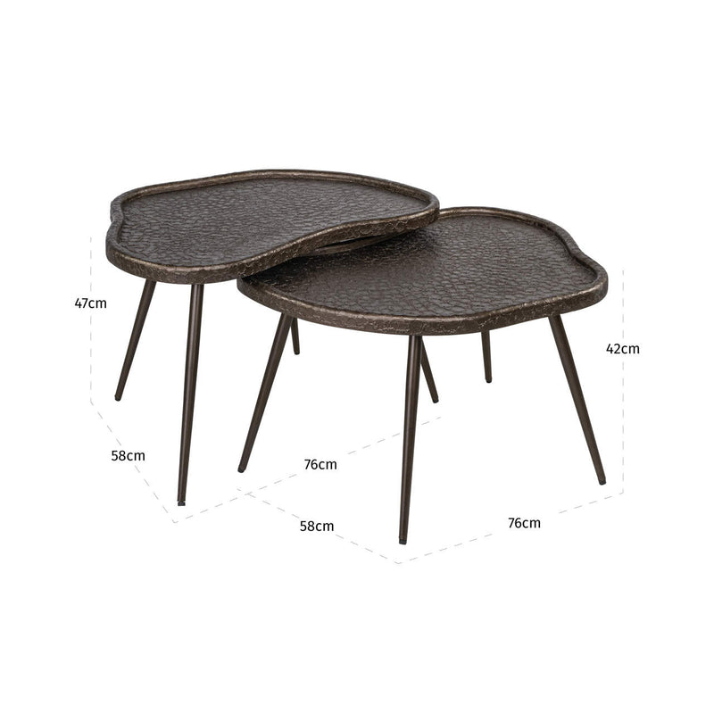Richmond Couchtisch Bean Brunzae im 2er-Set aus MDF und Metall