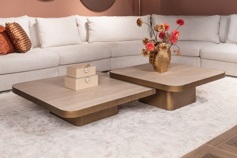 Richmond Couchtisch Claridge beige 70x70 cm, Keramik & Glas