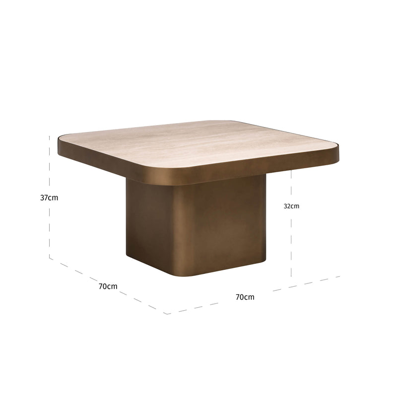 Richmond Couchtisch Claridge beige 70x70 cm, Keramik & Glas
