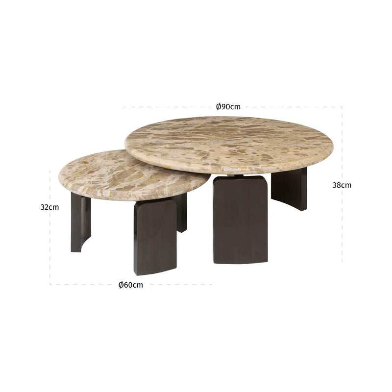 Couchtisch Bayonne Bronze im 2er-Set - Marmor & Messing