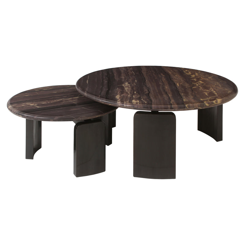 Couchtisch Menton burgundy im 2er-Set, Marmor & Messing, Richmond