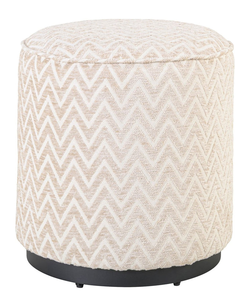 Hocker & Fußbank Lexie beige Chevron Ø45 cm - Pouf mit Komfort