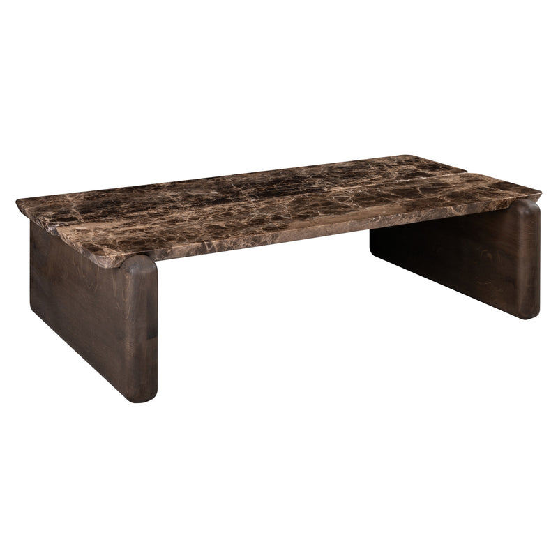 Couchtisch Lagrasse - Marmor Emperador & Eiche, 120x70 cm, dark brown