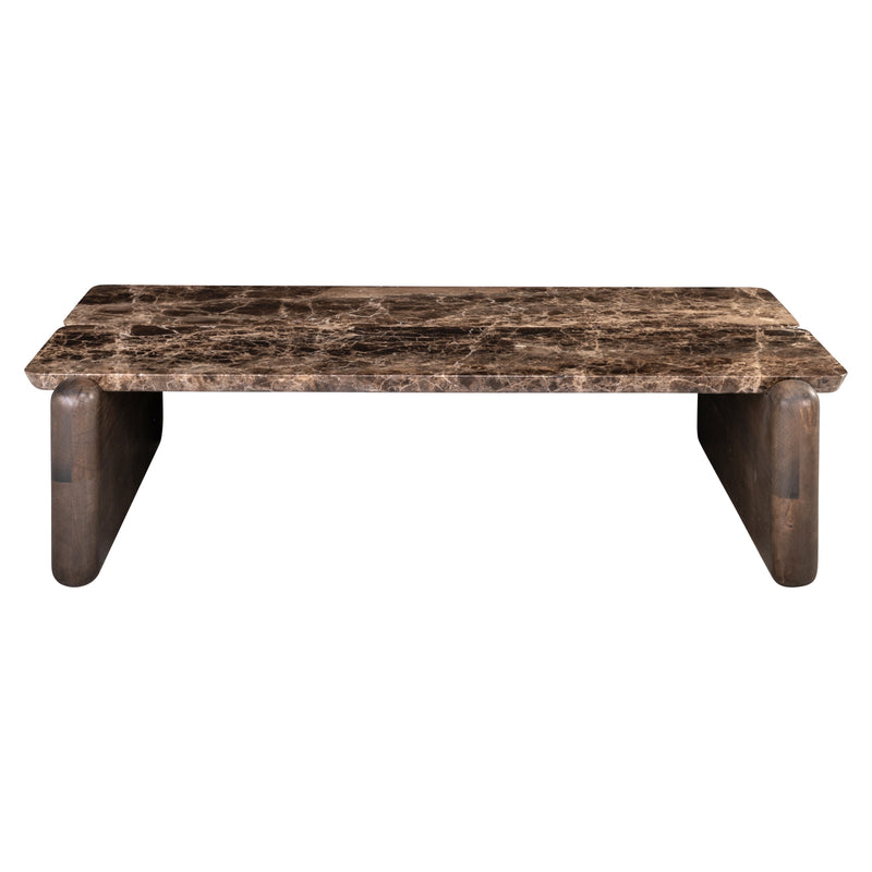 Couchtisch Lagrasse - Marmor Emperador & Eiche, 120x70 cm, dark brown