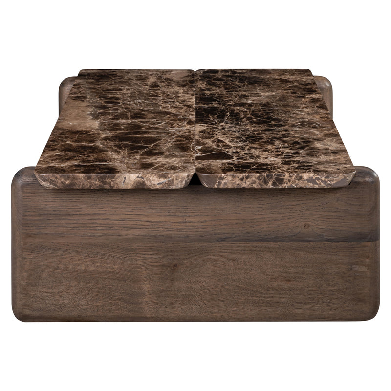 Couchtisch Lagrasse - Marmor Emperador & Eiche, 120x70 cm, dark brown