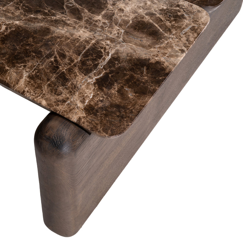 Couchtisch Lagrasse - Marmor Emperador & Eiche, 120x70 cm, dark brown