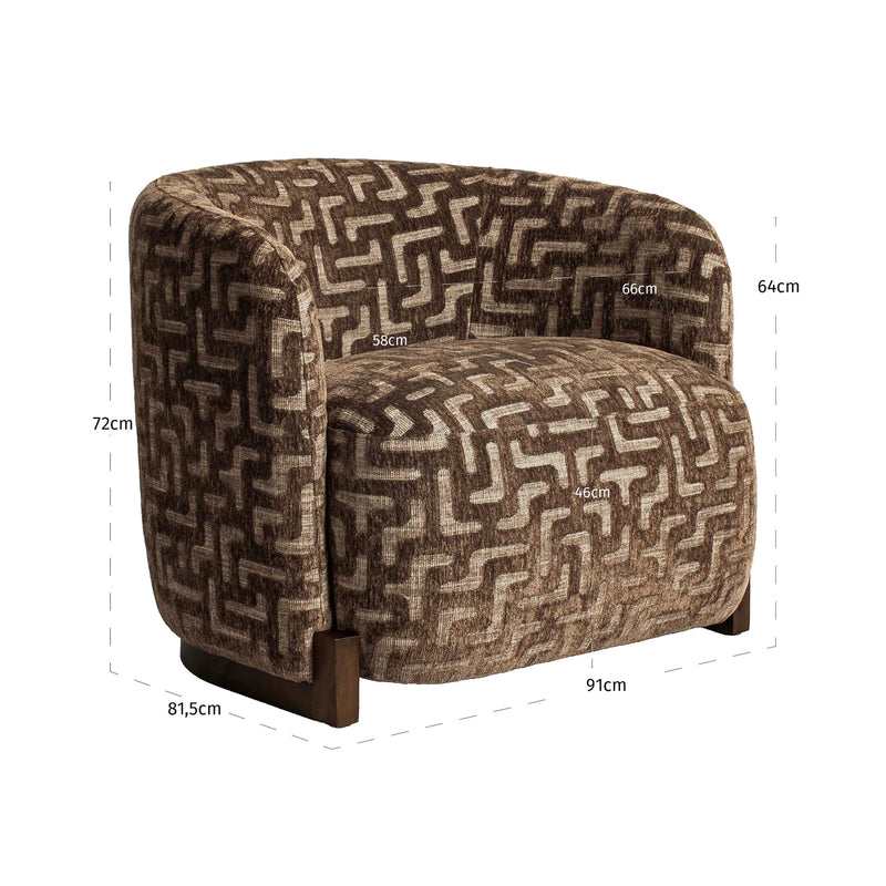 Lounge Stuhl Hannah von Richmond, Brown Labyrinth, fire retardant