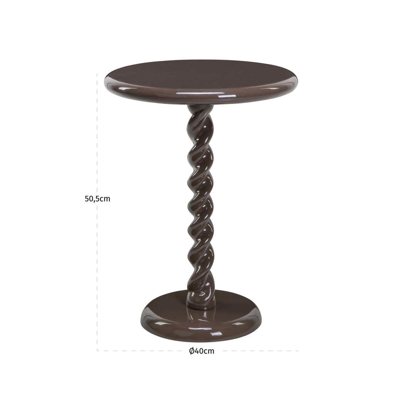 Beistelltisch Caspian Chestnut mit skulpturalem Drehfuß-Design