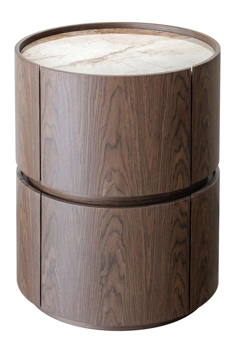 Nachttisch Ellery mit 2 Schubladen in Braun - Richmond Interiors