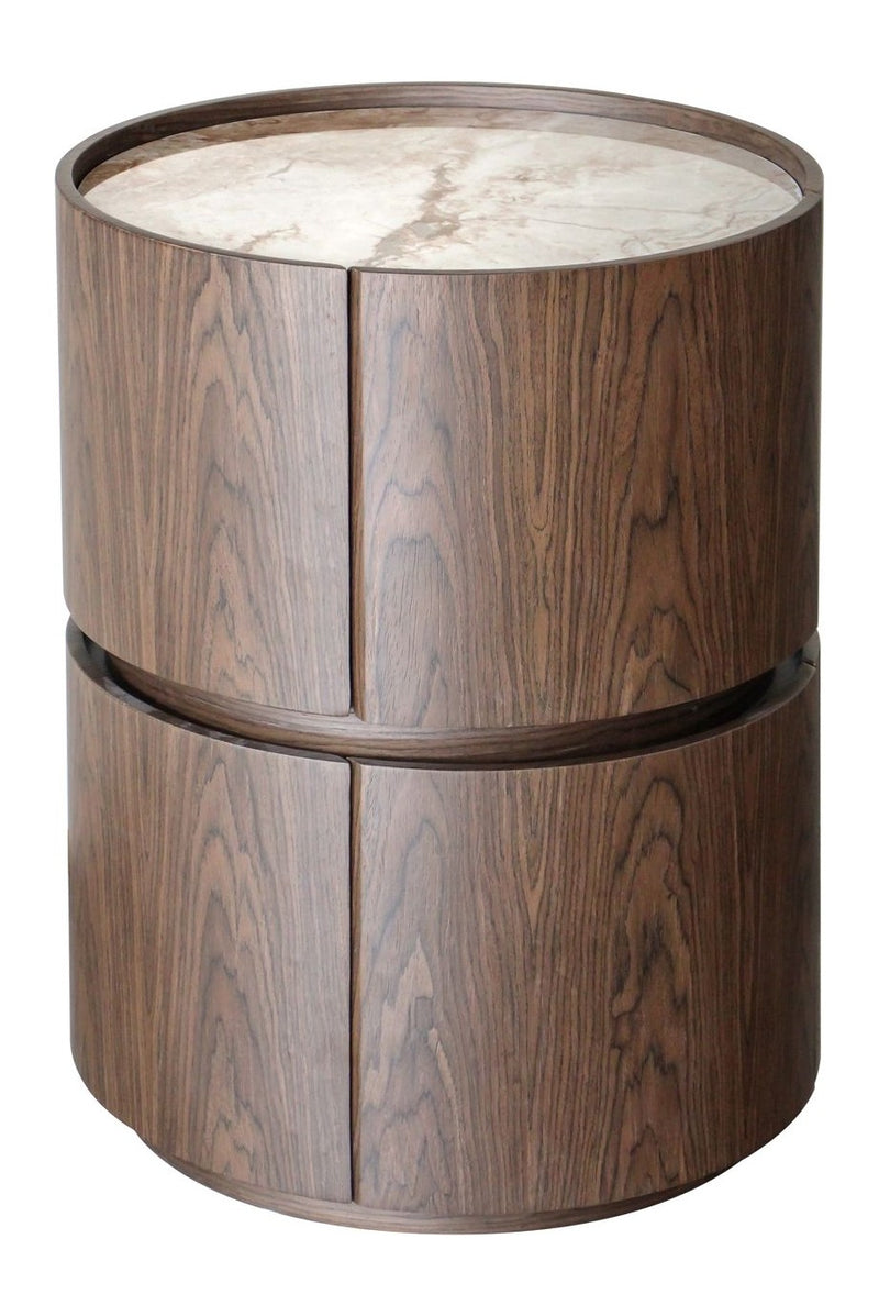 Nachttisch Ellery mit 2 Schubladen in Braun - Richmond Interiors