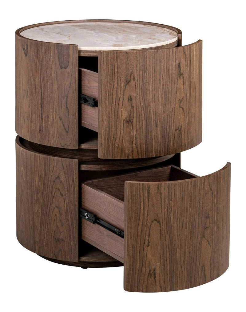 Nachttisch Ellery mit 2 Schubladen in Braun - Richmond Interiors