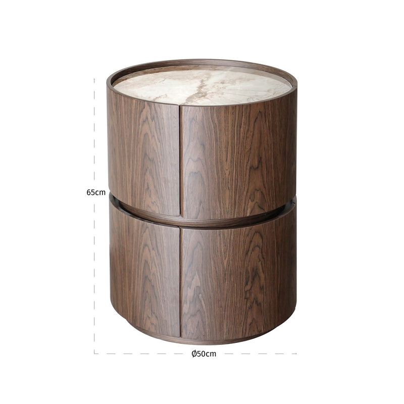 Nachttisch Ellery mit 2 Schubladen in Braun - Richmond Interiors