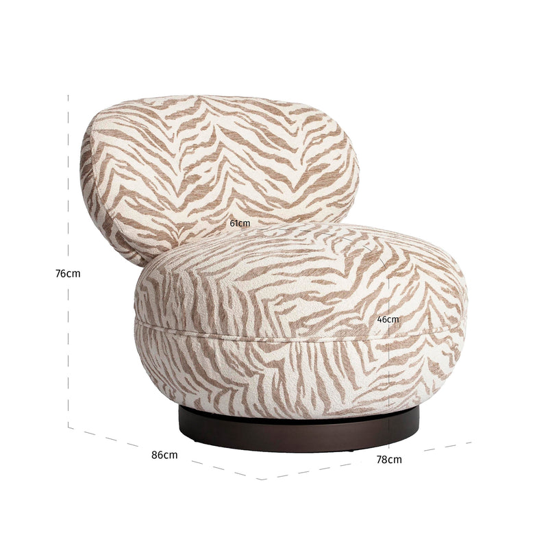 Lounge Stuhl Jace Beige Tiger mit Drehfunktion – Richmond