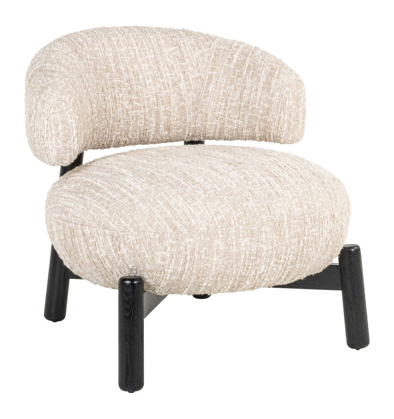 Lounge Stuhl Ornella Beige Angora – Sessel mit Holzgestell