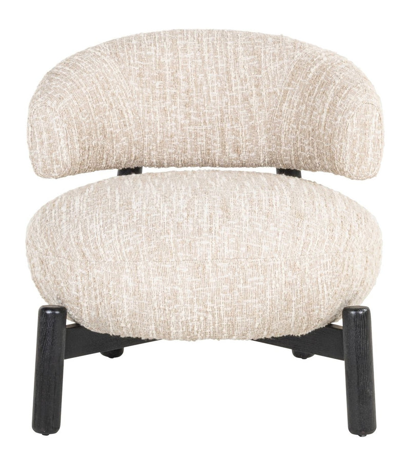 Lounge Stuhl Ornella Beige Angora – Sessel mit Holzgestell