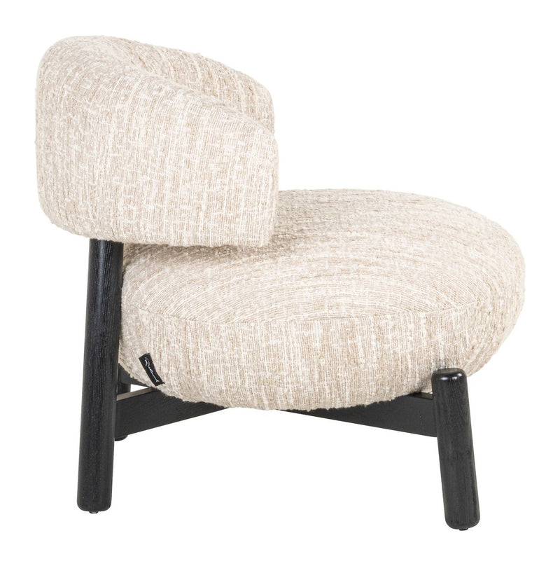 Lounge Stuhl Ornella Beige Angora – Sessel mit Holzgestell