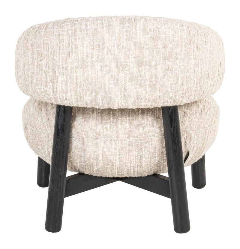 Lounge Stuhl Ornella Beige Angora – Sessel mit Holzgestell