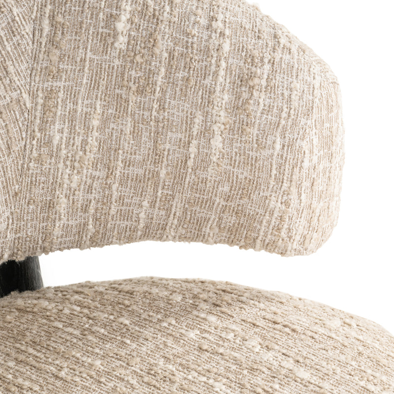 Lounge Stuhl Ornella Beige Angora – Sessel mit Holzgestell